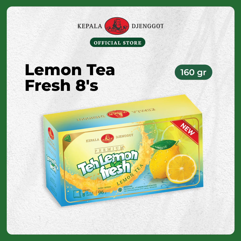 Kepala Djenggot Lemon Tea Fresh Premium 1 Box isi 8's 160 gr - Teh Seduh Rasa Buah Lemon Premium