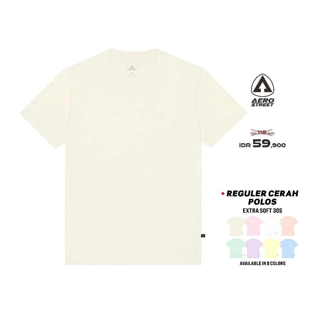 Aerostreet Extra Soft T Shirt Reguler Polos Cerah Kaos T-Shirt KBAAA