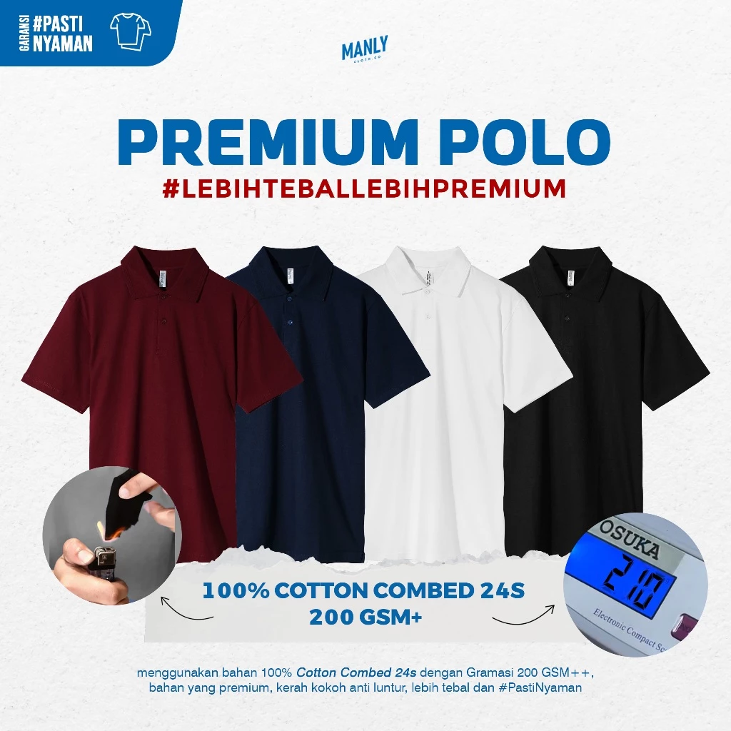 100% ASLI Cotton Kaos Kerah Premium Polo Shirt Pria