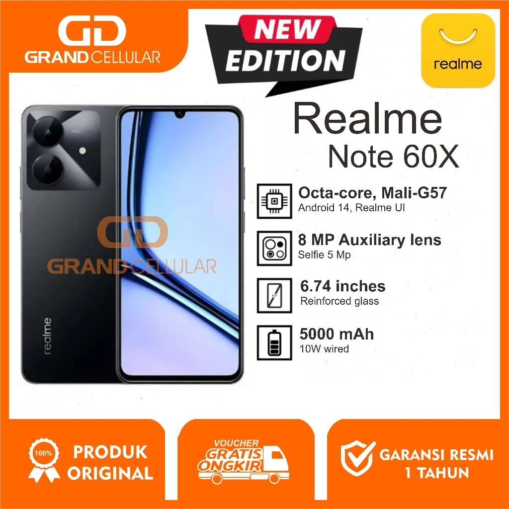 REALME NOTE 60X 4/128GB - 4/64GB Garansi Resmi