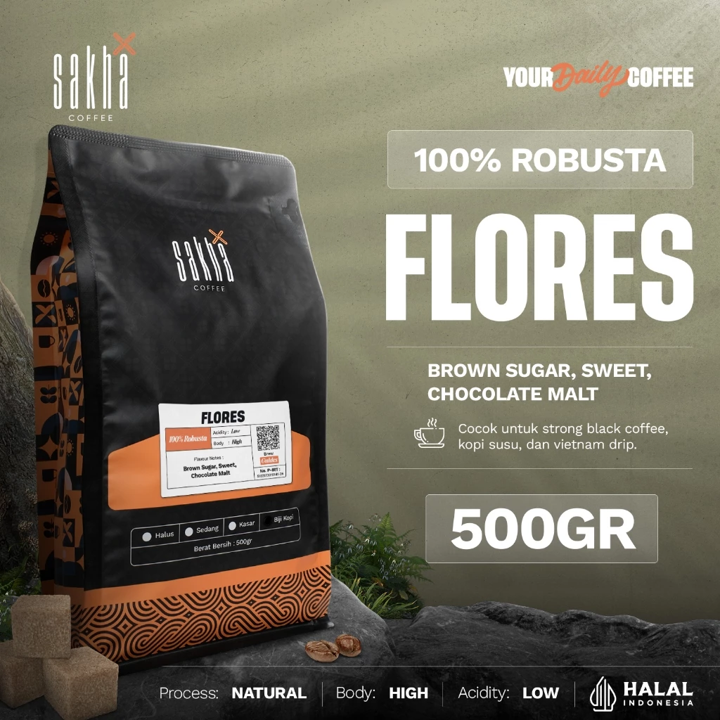Biji Kopi Bubuk Robusta Flores Bajawa Espresso Coffee Beans Single Origin Roast Bean Coffe 500gr
