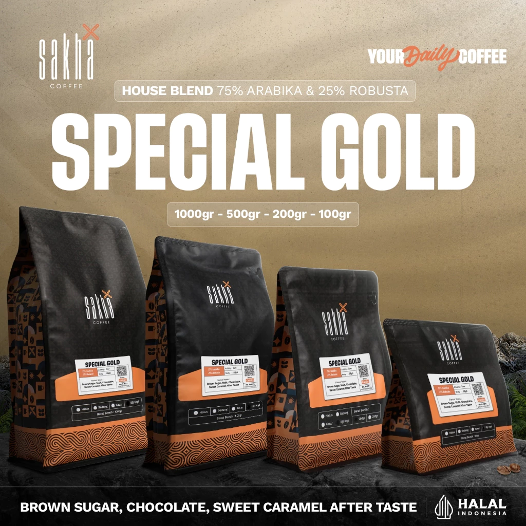 Kopi Espresso Special Gold Blend Coffee Beans Coffe Biji Bubuk Roast Bean Sakha Coffe Roastery