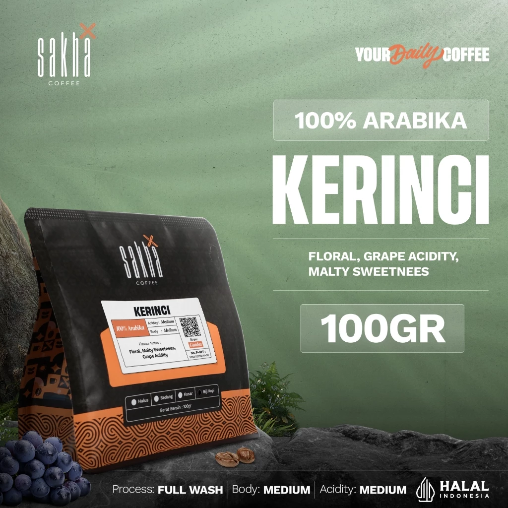 Kopi Arabika Kerinci Sumatra Arabica Coffee Roast Bean 100gr Biji Bubuk Coffe Roastery