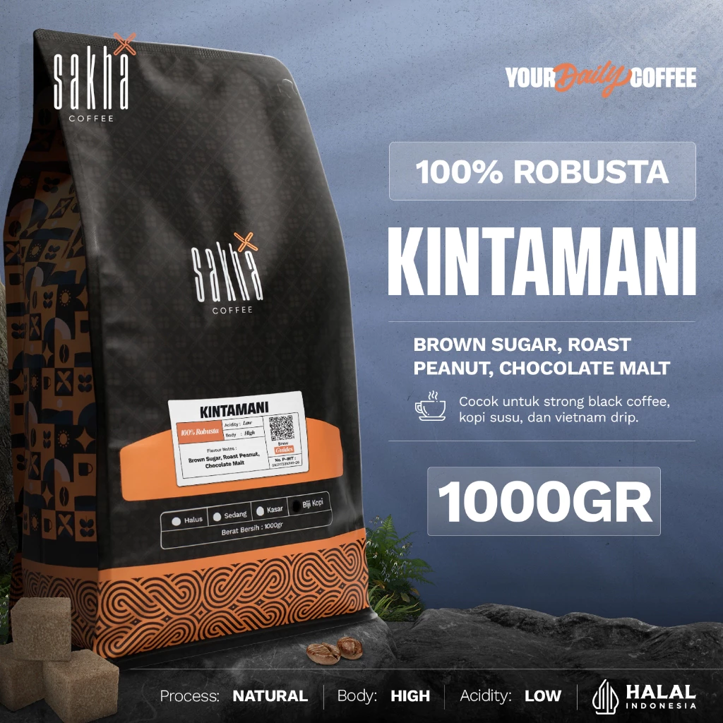 Biji Kopi Bubuk Robusta Bali Kintamani Coffee Roast Bean Espresso Beans 1Kg Sakha Roastery