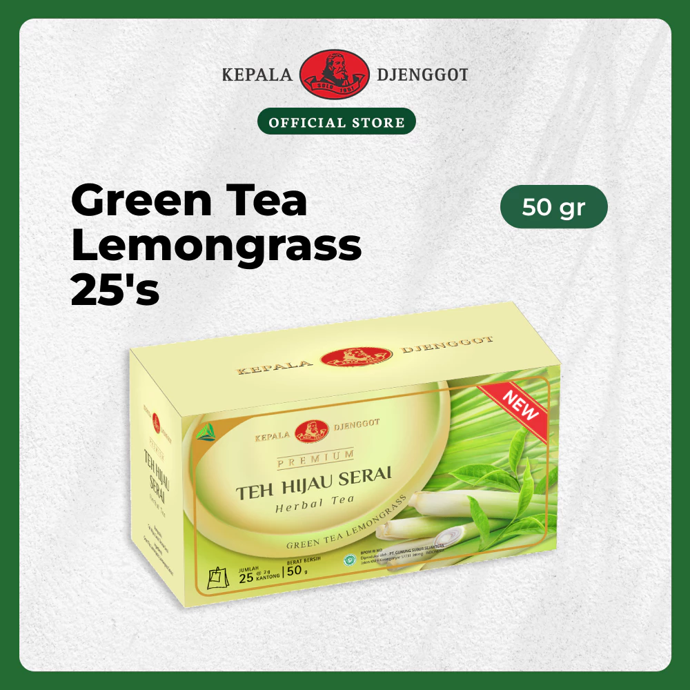 Kepala Djenggot Green Tea Lemongrass Premium 1 Box isi 25's 50 gr - Teh Hijau Rasa Serai Premium