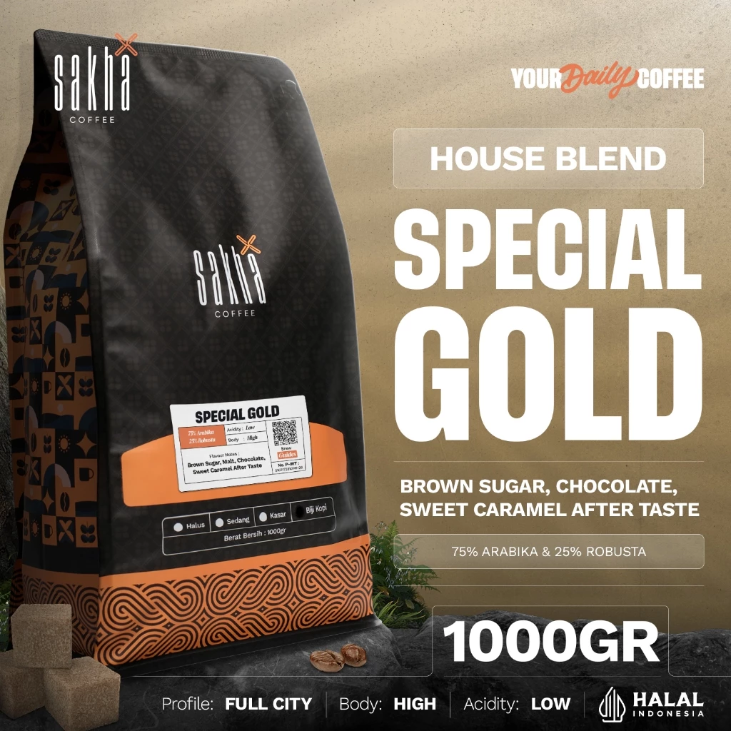 Biji Kopi Bubuk 1Kg Special Gold Espresso House Blend Coffee Roast Beans 1 Kg Coffe Bean Roaster