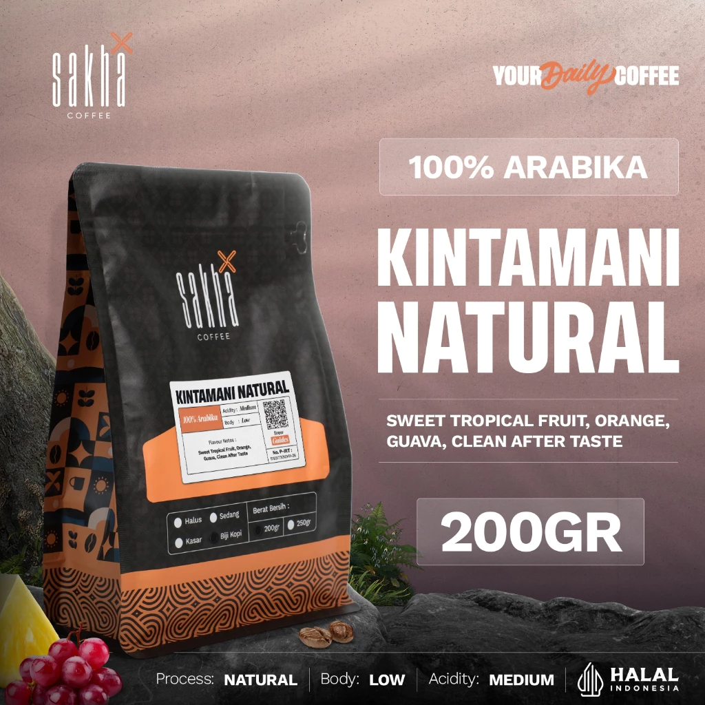 Sakha Coffee Biji Kopi Arabika Bali Kintamani Natural Arabica Coffee Beans 200 Gram