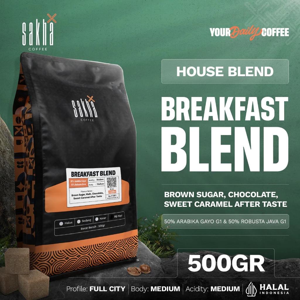 Kopi Espresso Gold Breakfast Blend Coffee Bean 500gr Biji Bubuk Coffe