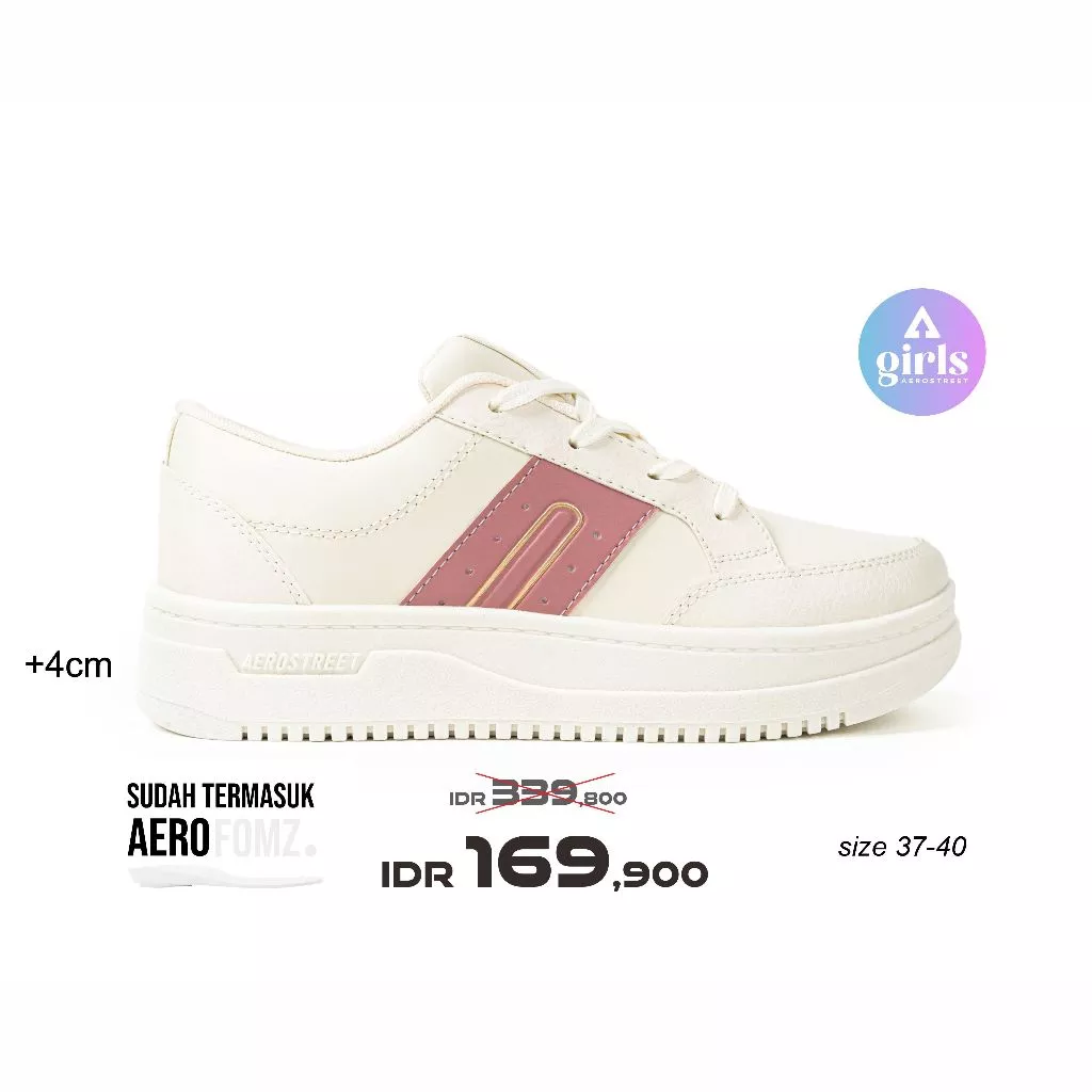 Aerostreet 37-40 Lily Natural Natural Merah Muda - Sepatu Sneakers