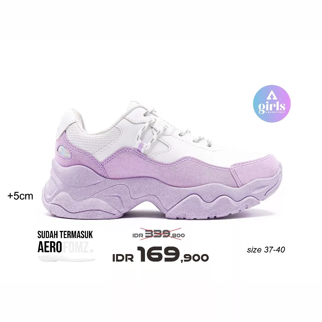 Aerostreet 37-40 Aurora Lilac Lilac Putih - Sepatu Sneakers Casual Sport Pria Wanita Aero Street