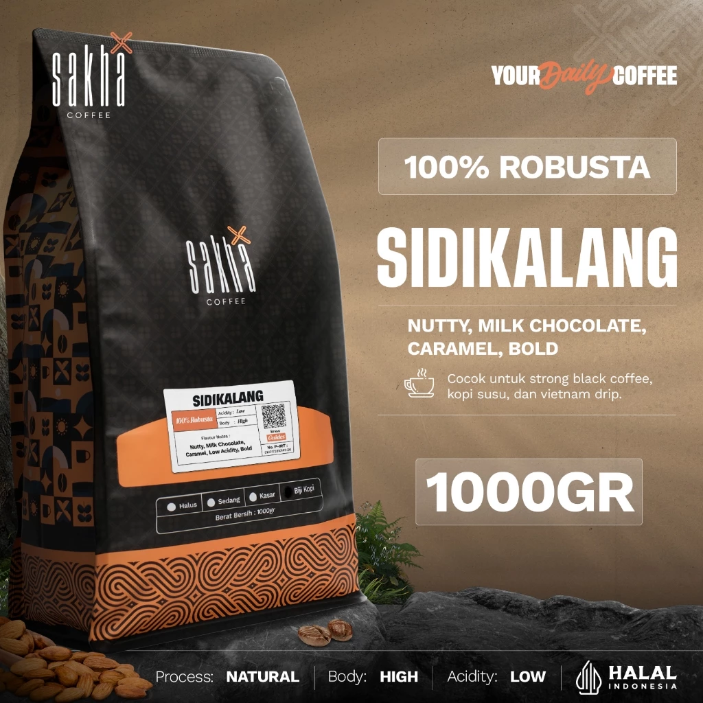 Kopi Robusta Sidikalang Asli Coffee Roast Bean Espresso Beans 1Kg Biji Bubuk Sakha Roastery