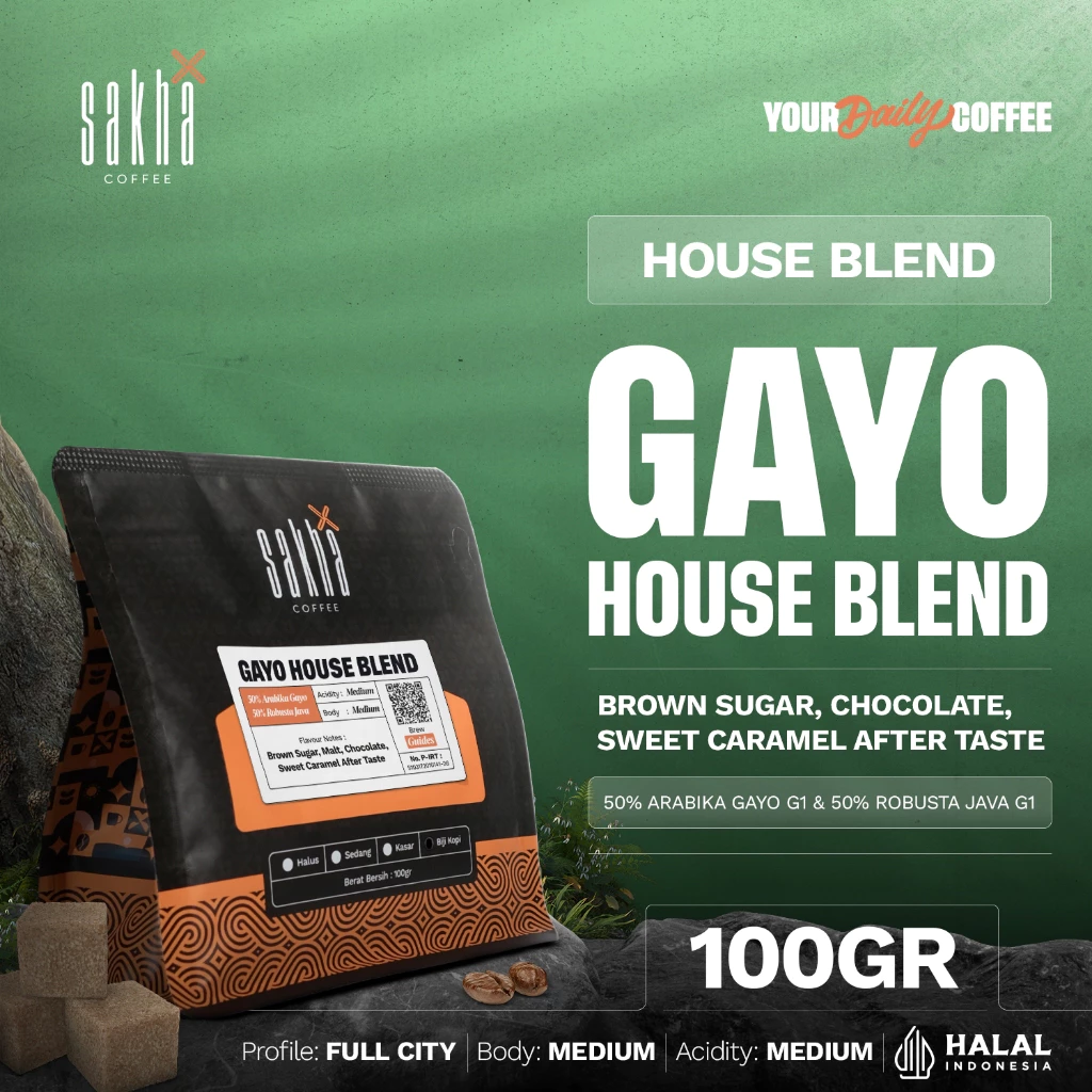 Kopi Arabika Gayo Special House Blend Coffee Bean 100gr Biji Bubuk Asli Murni