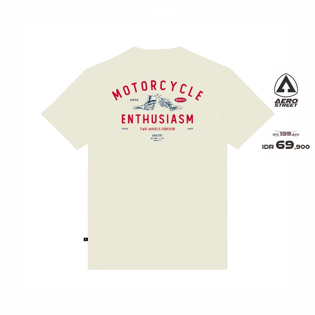 Aerostreet T Shirt Two Wheels Krem Kaos T-Shirt Tshirt ABCAA