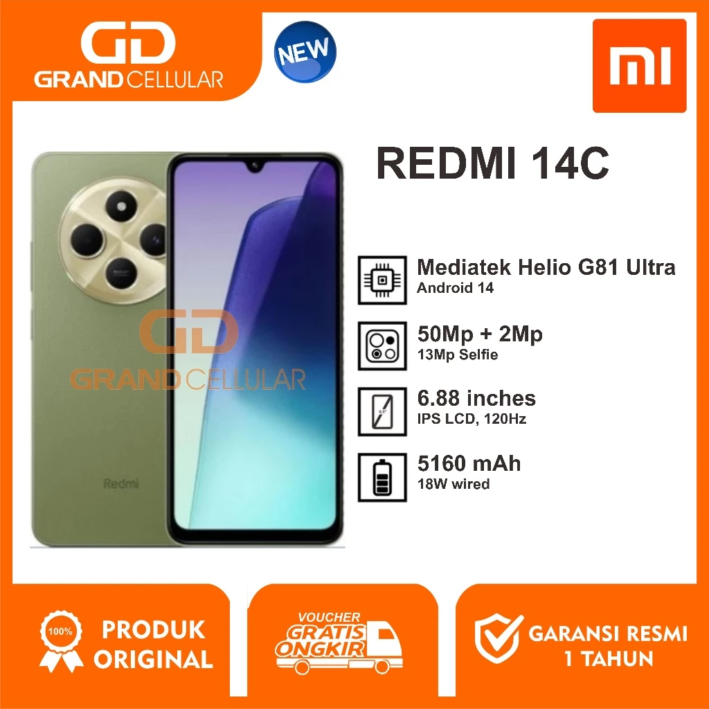 REDMI 14C 8GB RAM 256GB ROM - 6GB RAM 128GB ROM Garansi Resmi