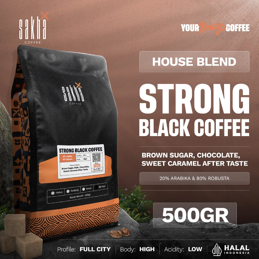 Kopi Espresso Blend Strong Black Coffee Bean Kopdar 500gr Biji Bubuk