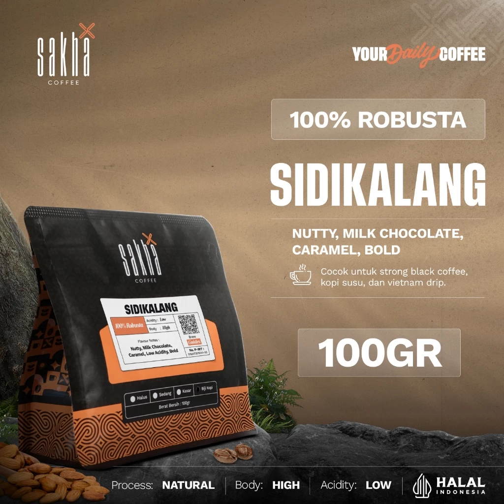 Kopi Robusta Sidikalang Asli Coffee Roast Beans Espresso Coffe Bean 100 Gram Biji Bubuk
