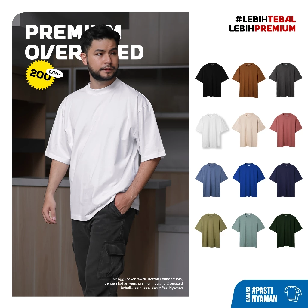 Manly - Oversized TShirt 200 GSM Kaos Polos Oversize Heavy Cotton With Combed 24s 200+ Gsm