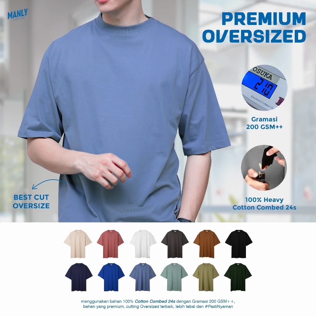 KAOS OVERSIZED TSHIRT 200 GSM KAOS POLOS OVERSIZE HEAVY COTTON With Combed 24s 200+ gsm