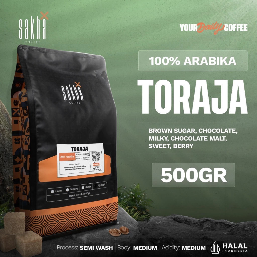 Biji Kopi Bubuk Arabika Toraja Sulawesi Arabica Coffee Beans Roast Bean Espresso Manual Brew 500gram