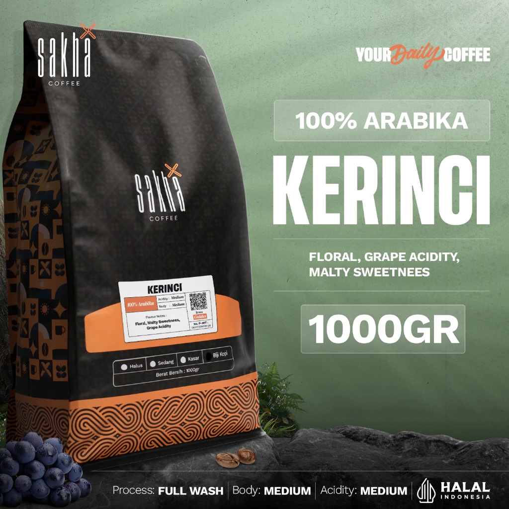 Biji Kopi Bubuk Arabika Kerinci Jambi Arabica Coffee Beans Single Origin Grade1 Coffe Roast Bean 1Kg