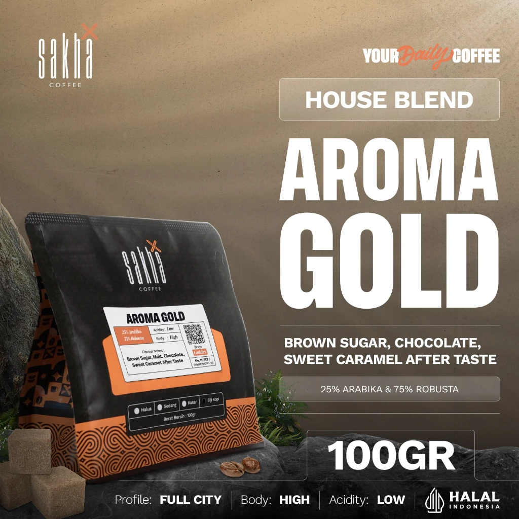Kopi Aroma Gold Espresso Blend Coffee Beans 100 Gram Coffe Biji Bubuk