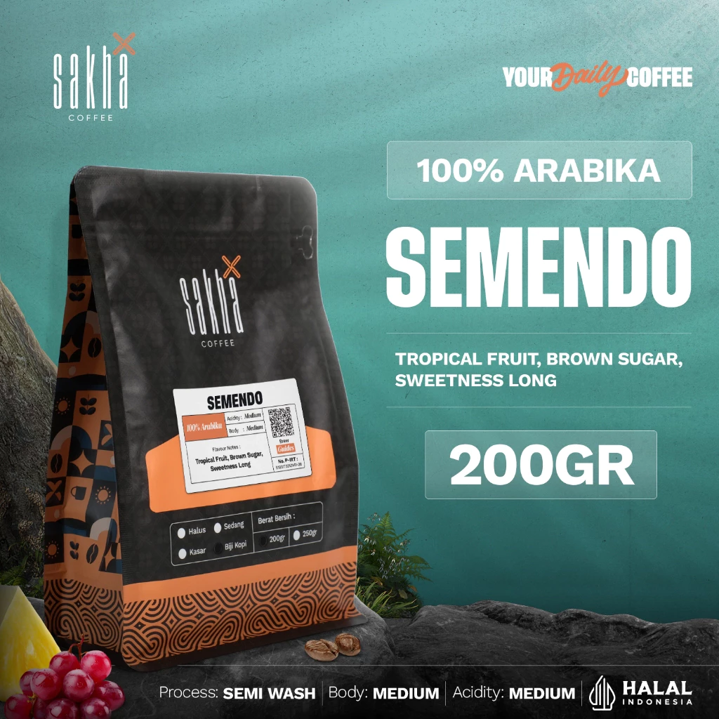 Kopi Arabika Semendo Arabica Coffee Beans 200 Gram Coffe Roast Bean Biji Bubuk