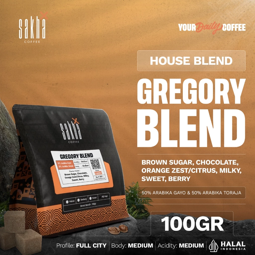 Kopi Gregory Espresso House Blend Arabika Coffee Bean Arabica 100 Gram