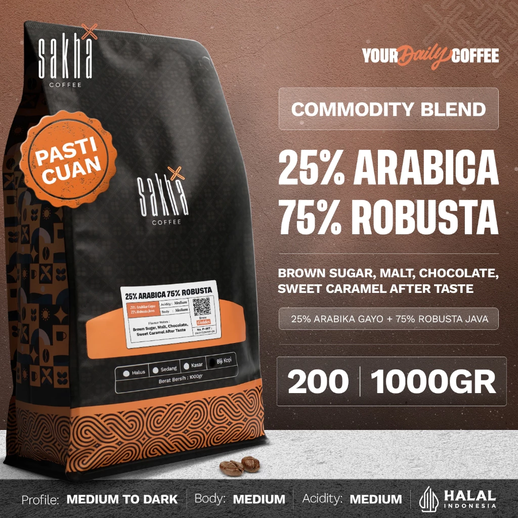 BIJI KOPI 25% ARABICA Commercial Espresso Blend By Sakha Coffee Roastery