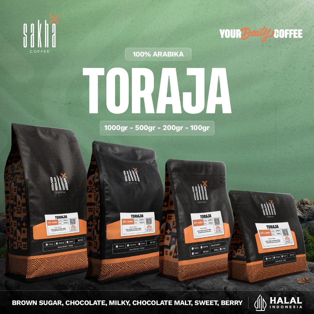 Kopi Arabika Toraja Sulawesi Arabica Coffee Roast Bean Espresso Manual Brew Biji Bubuk Coffe Sakha