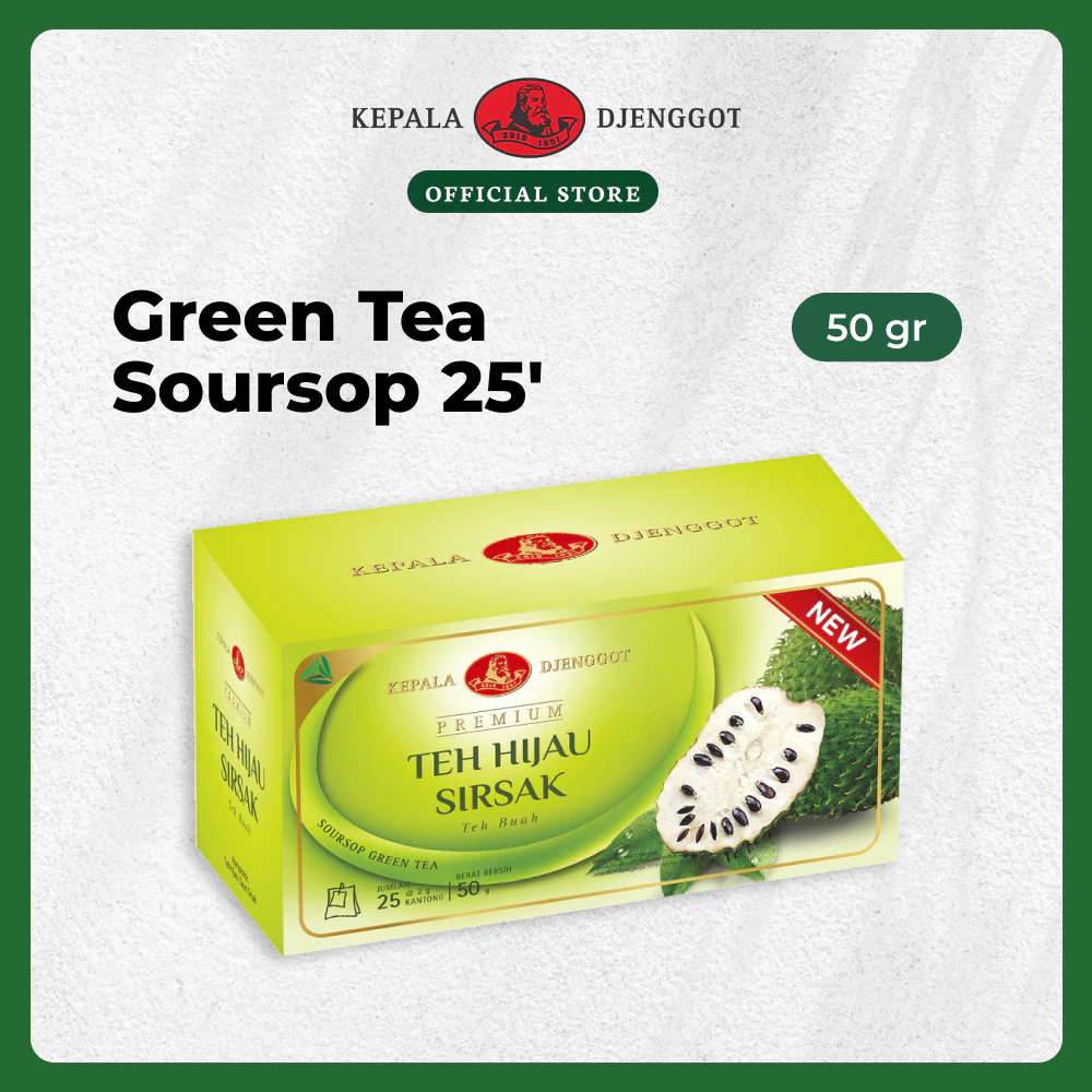 Kepala Djenggot Green Tea Soursop Premium 1 Box isi 25's 50 gr - Teh Hijau Rasa Buah Sirsak Premium