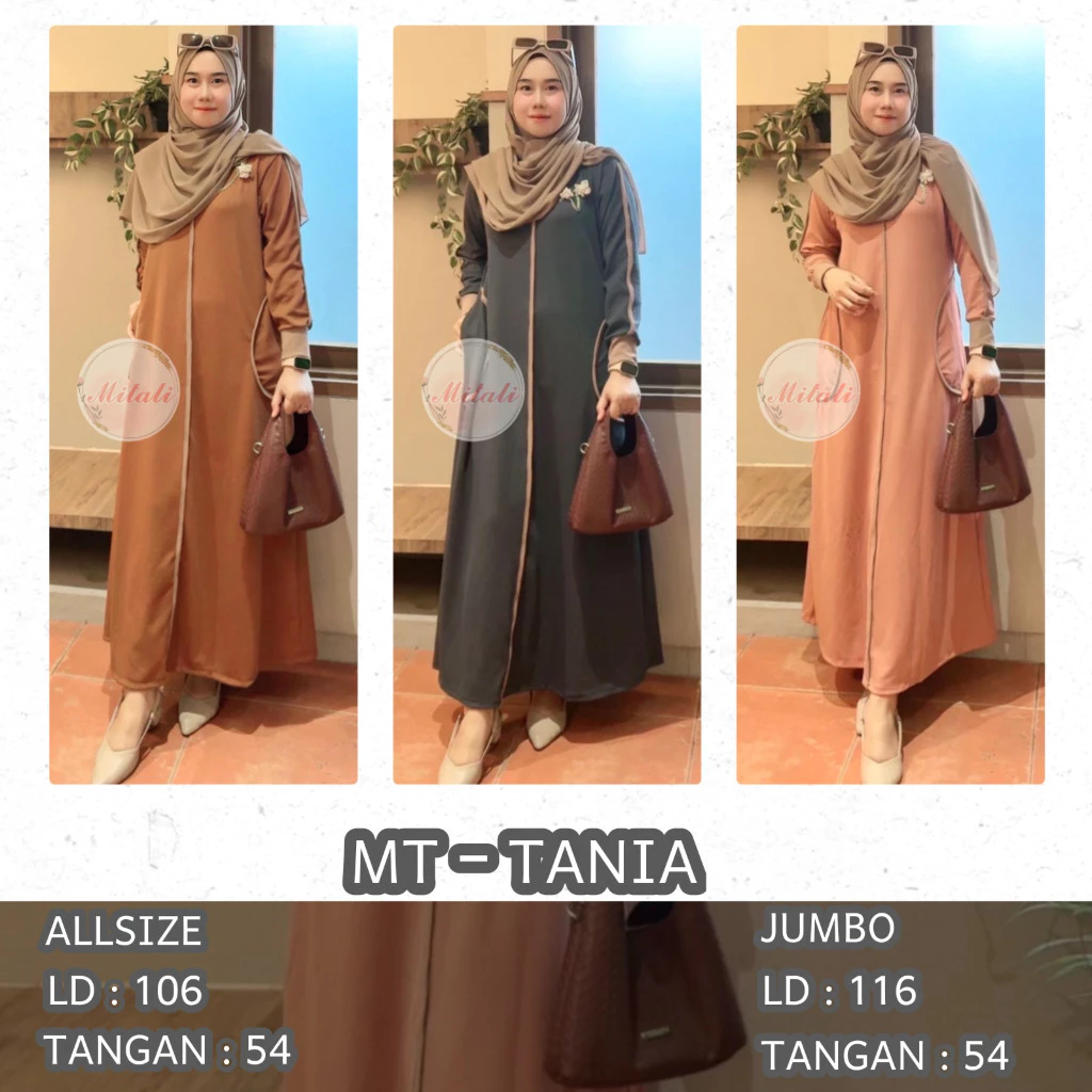 D - Promo Paket Gamis Strip Tania Kombinasi Elegant Bahan Knit Osaka Buy1Get1