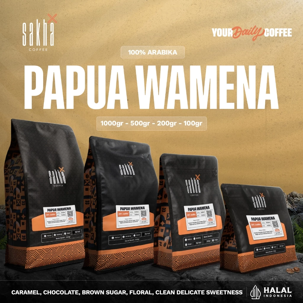 Kopi Arabika Papua Wamena Arabica Coffee Roast Bean Espresso Dan Manual Brew Biji Bubuk Coffe Sakha