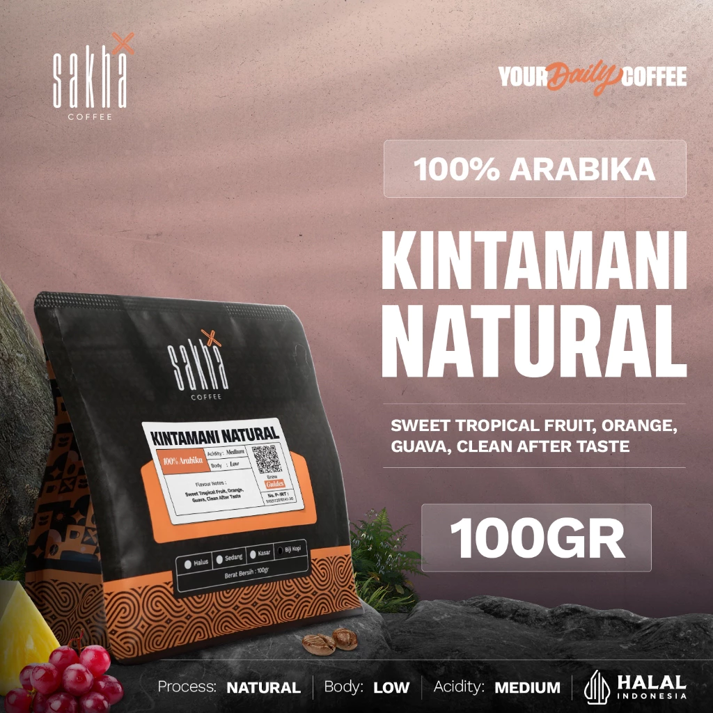 Sakha Coffee Biji Kopi Arabika Bali Kintamani Natural Arabica Coffee Beans 100 Gram
