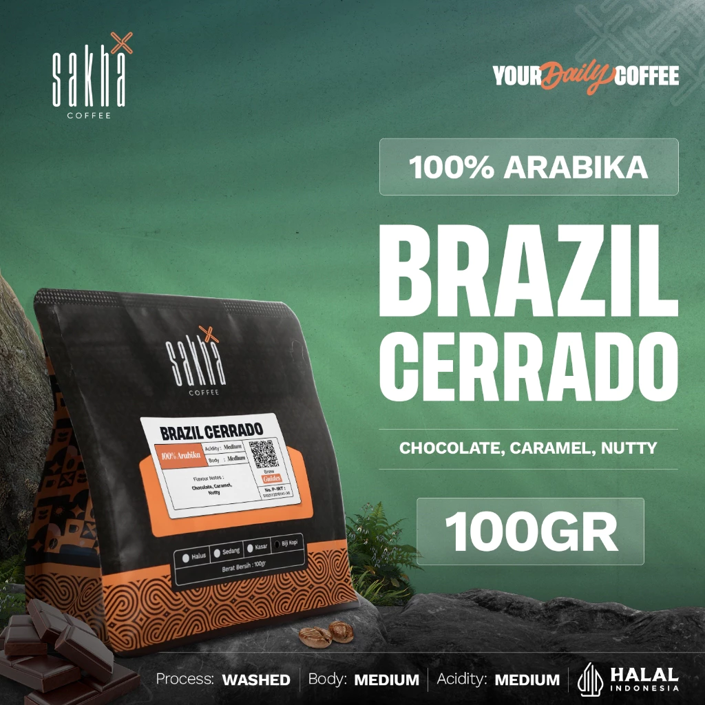 Kopi Arabika Brazil Cerrado 100gr Arabica Coffee Beans Biji Bubuk Coffe