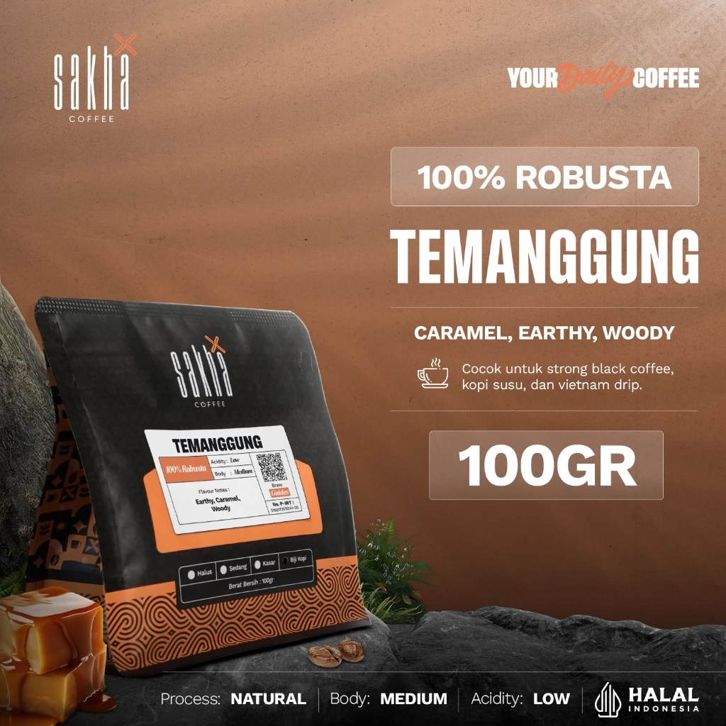 Kopi Robusta Temanggung Java Coffee Roast Bean Espresso Beans 100 Gram Biji Bubuk