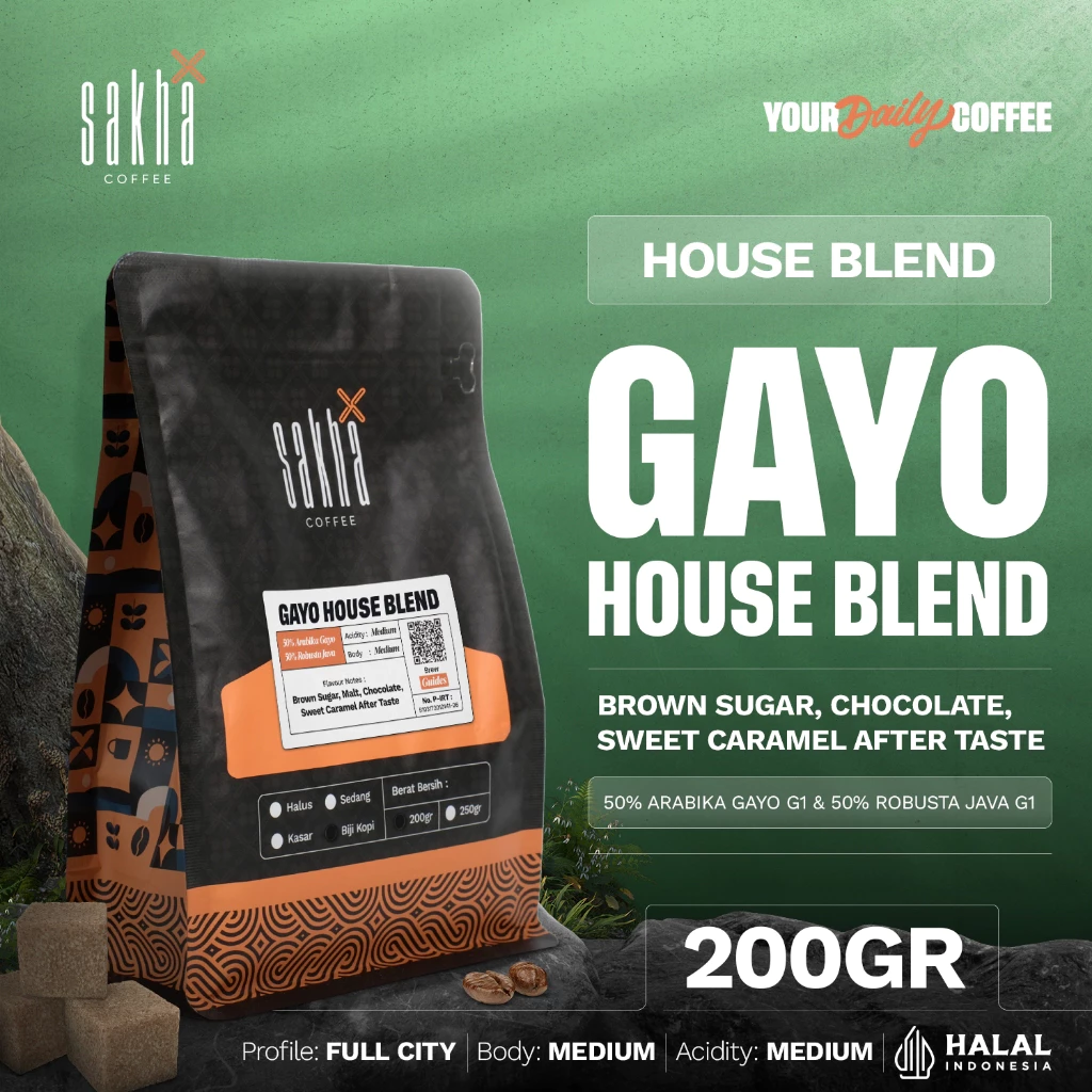 Kopi Arabika Gayo Blend Coffee Espresso 200gr Biji Bubuk Premium Coffe Murni Asli