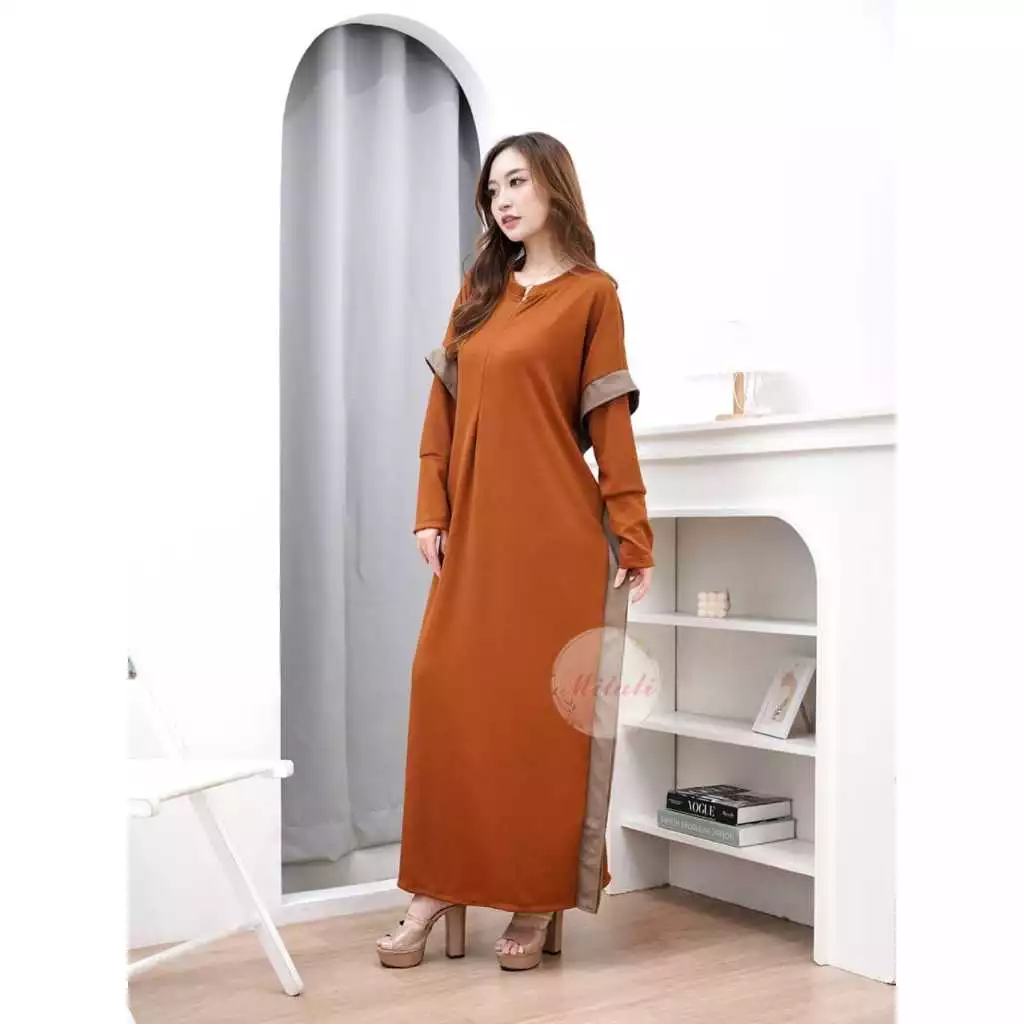 D - Gamis Batwing Sonia Kombinasi Warna Elegan (Resleting/Busui)