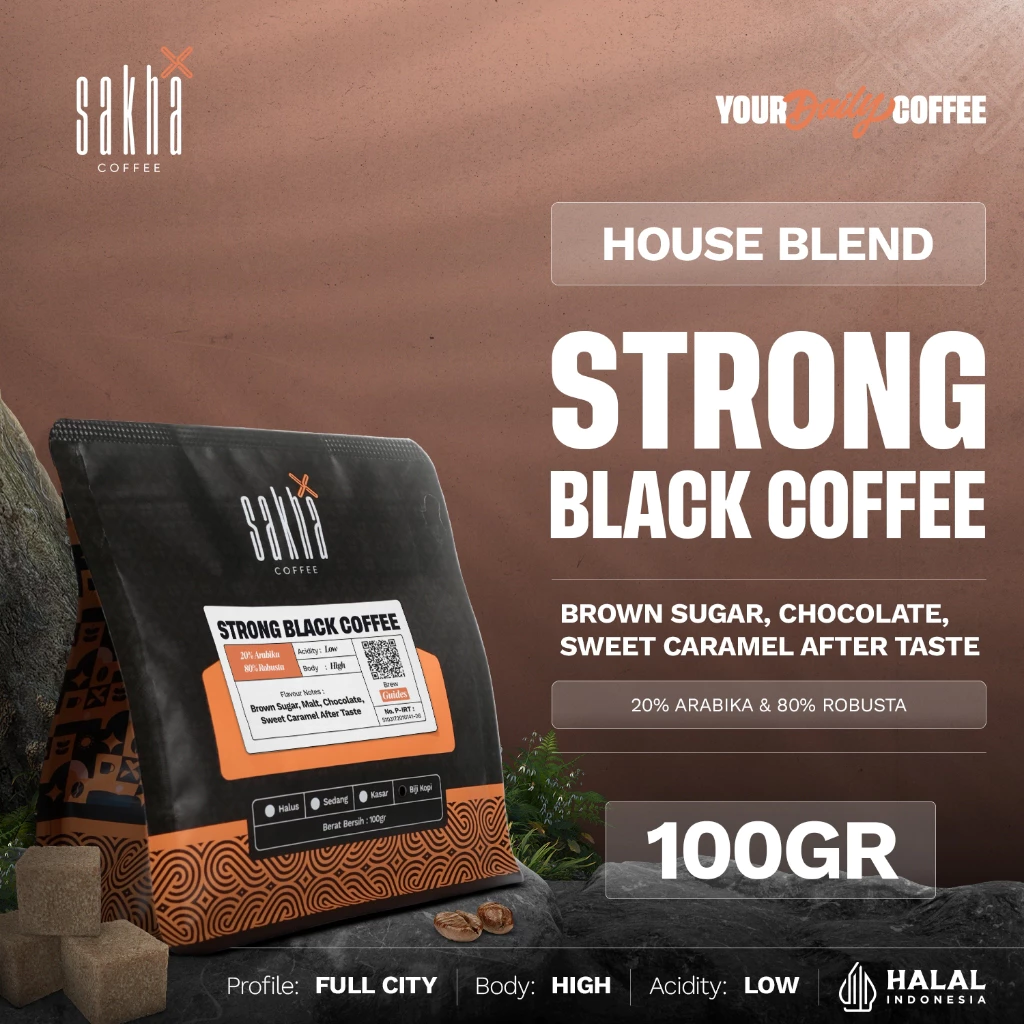 Kopi Espresso Blend Strong Black Coffee Beans Kopdar 100gr Biji Bubuk