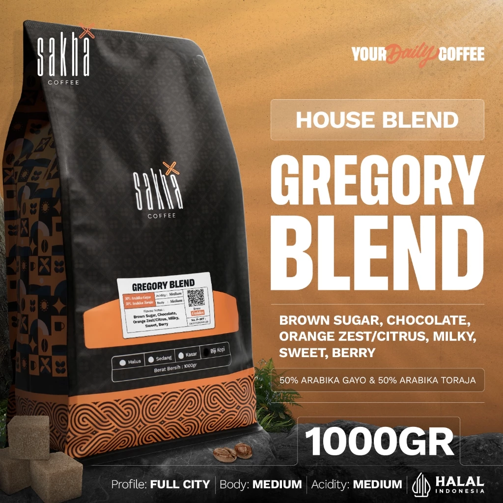 Kopi Arabika Gregory Espresso Blend Arabica Coffe Bean Biji Bubuk 1Kg
