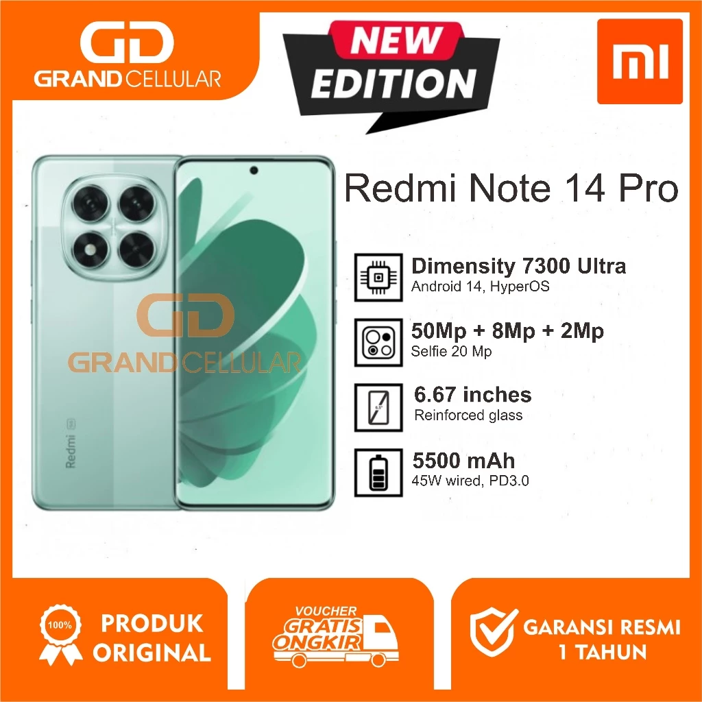 REDMI NOTE 14 PRO 5G 12/512GB - 8/256GB Garansi Resmi