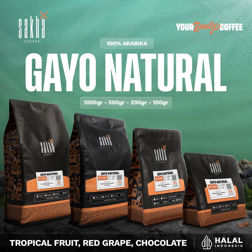Kopi Arabika Gayo Natural Arabica Coffee Roast Beans Manual Brew Biji Bubuk
