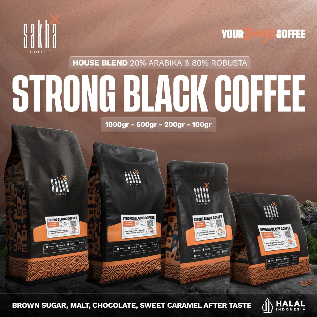 Kopi Espresso Blend Strong Black Coffee Beans 20% Arabika 80% Robusta Kopdar Biji Bubuk