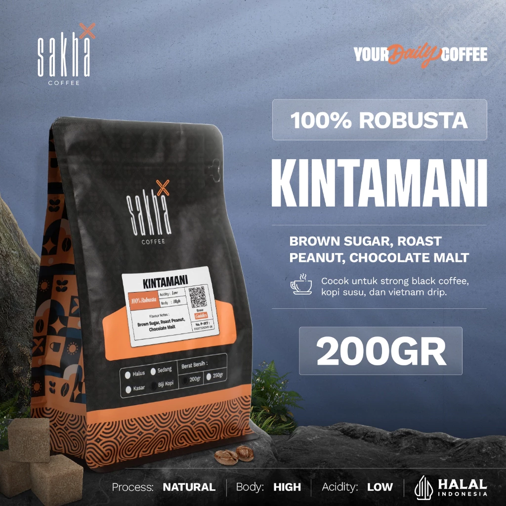 Biji Kopi Bubuk Robusta Bali Kintamani Coffee Roast Bean Espresso Beans 200 Gram Coffe Roastery