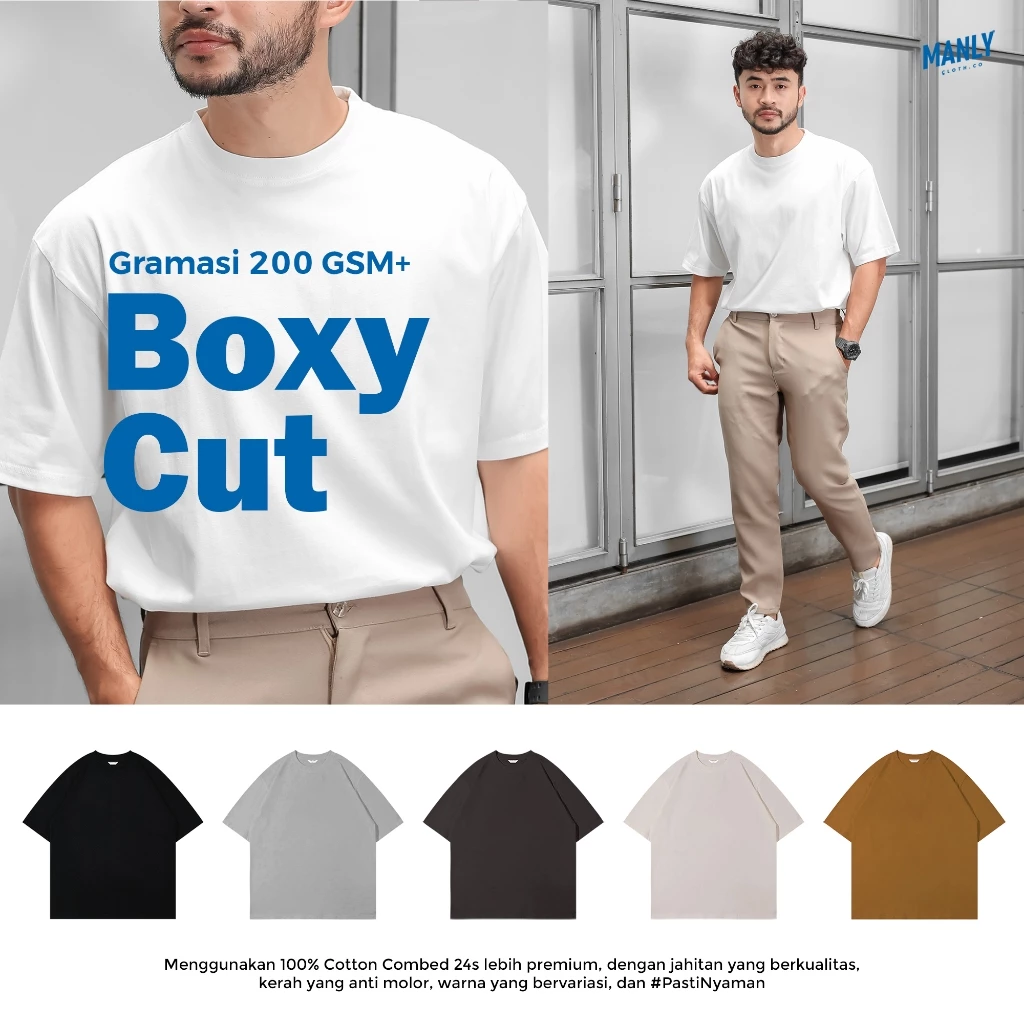 Premium Boxy Crop T-Shirt Kaos Boxy Fit with Cotton Combed 24s 200 Gsm+