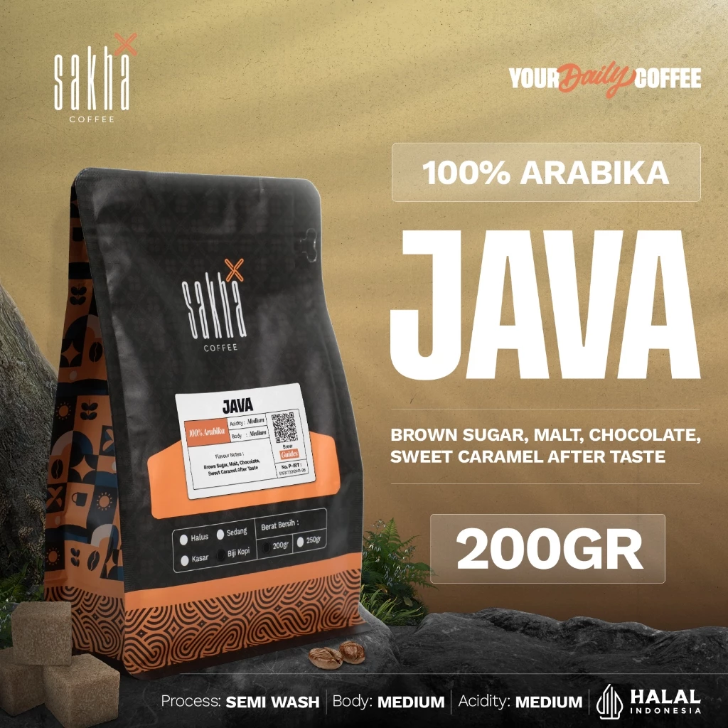 Sakha Coffee Biji Kopi Bubuk Arabika Jawa Java Arabica Coffee Roast Beans 200 Gram Coffe Roastery