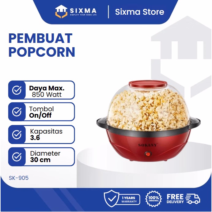 Popcorn Maker Mesin Pembuat Popcorn Low Watt Sixma SK-905