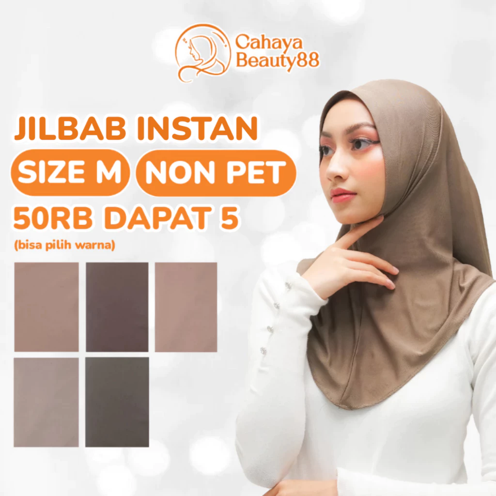 (50Rb Isi 5) Jilbab Instan Kerudung Hijab Bergo Sport Non Ped Size M - Warna Lengkap