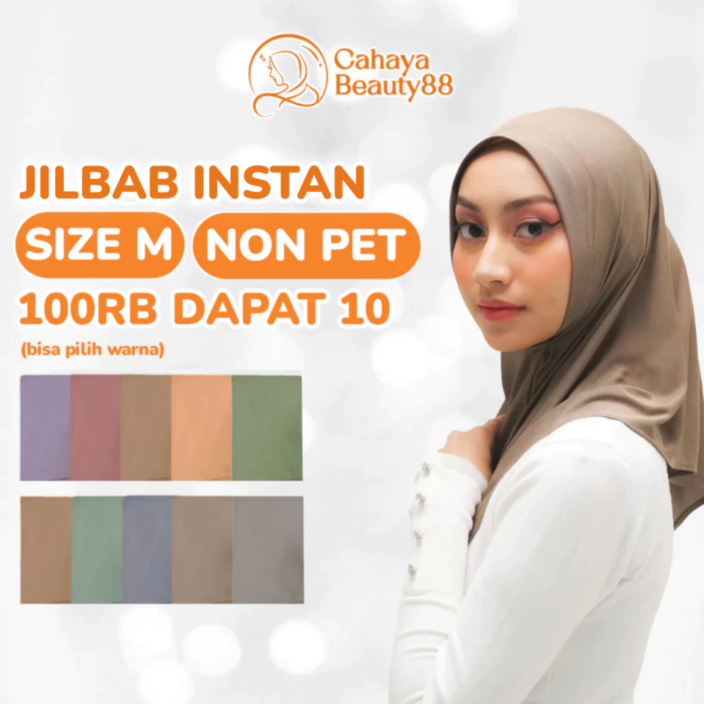 (100Rb Isi 10) Jilbab Instan Kerudung Hijab Bergo Sport Non Ped Size M - Warna Lengkap
