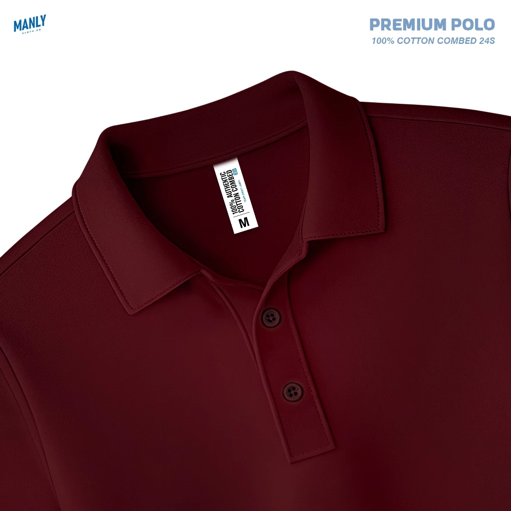 MANLY Kaos Kerah Premium Polo Shirt Pria - Maroon Burgundy