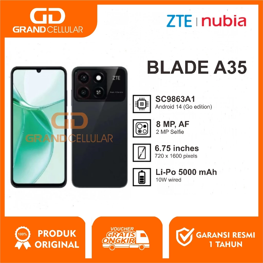 ZTE NUBIA Blade A35 4/64GB Garansi Resmi